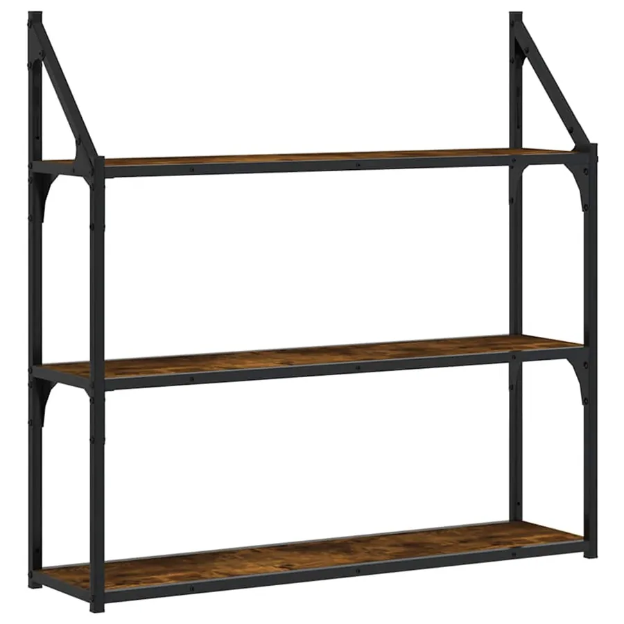 Étagère murale 3 niveaux chêne fumé 80x21x78,5 cm - 2