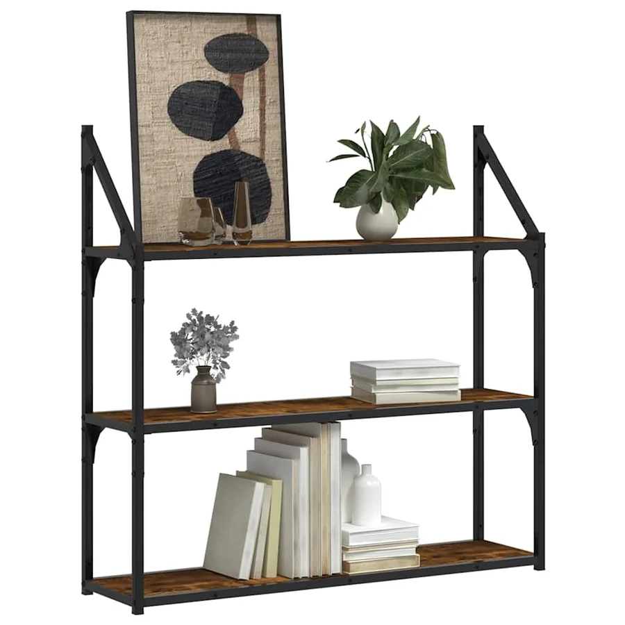 Étagère murale 3 niveaux chêne fumé 80x21x78,5 cm - 3
