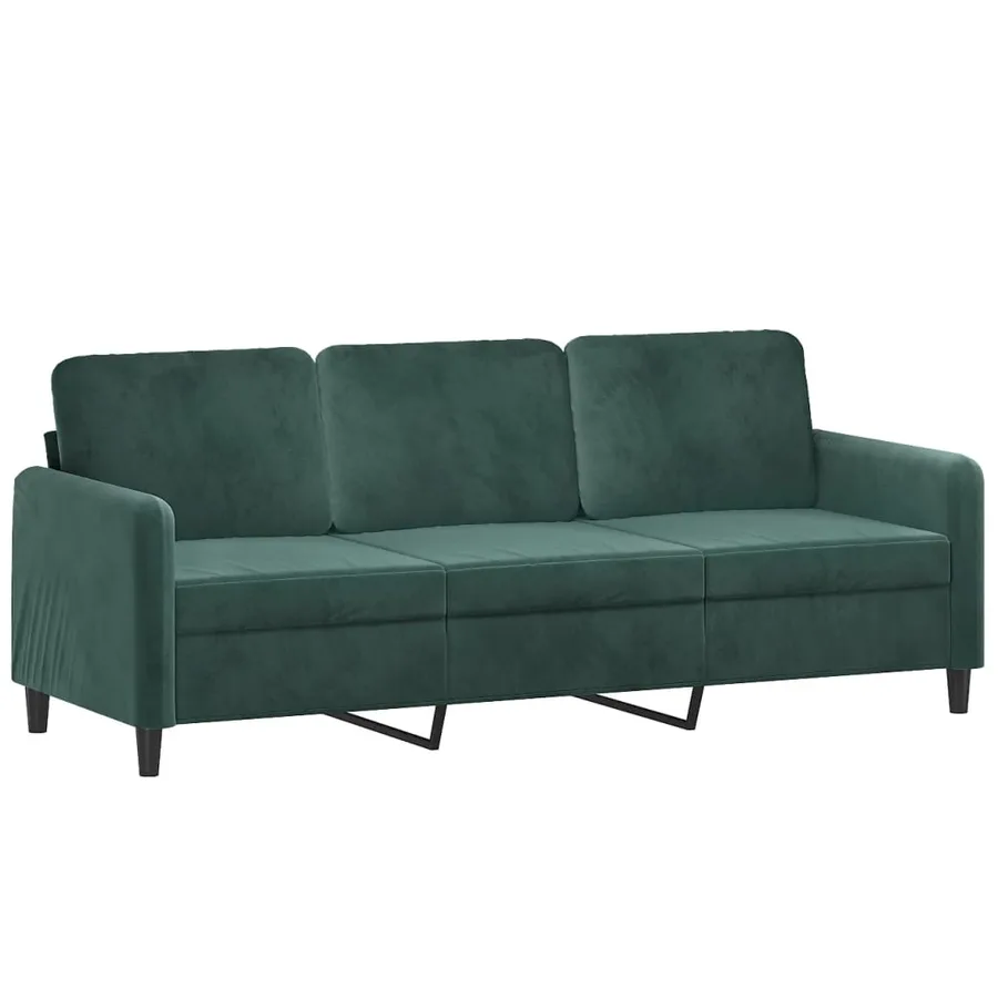 Canapé à 3 places avec repose-pieds Vert foncé 180 cm Velours - 4