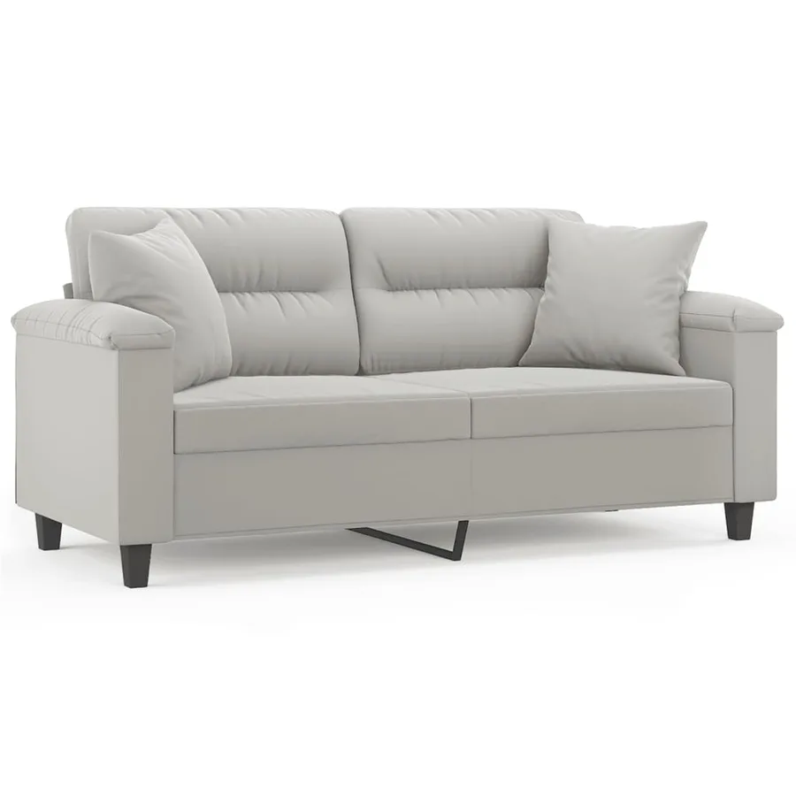 Canapé 2 places avec oreillers gris clair 140 cm - 2