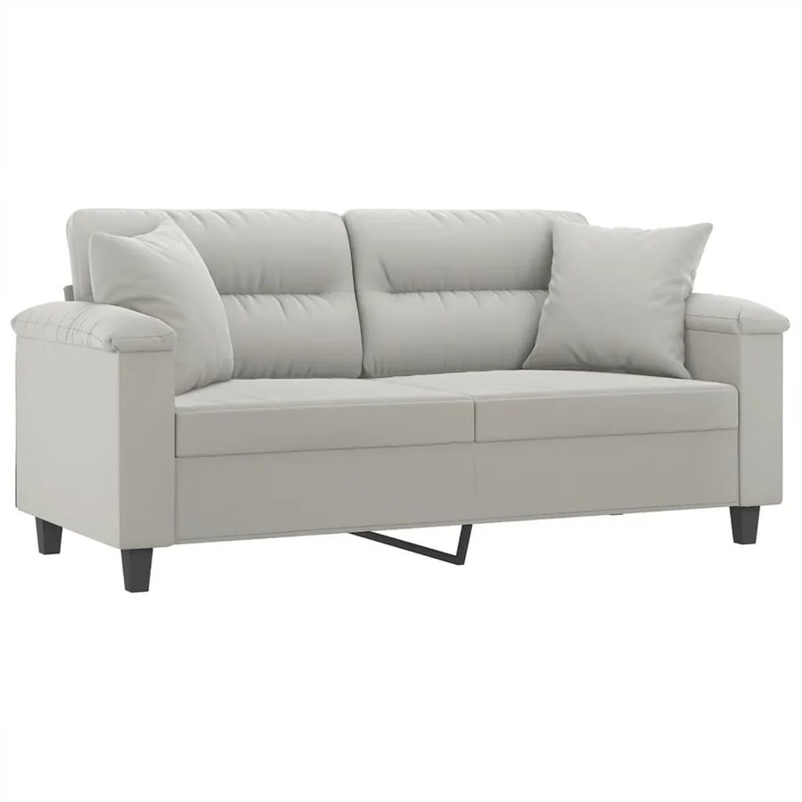 Canapé 2 places avec oreillers gris clair 140 cm - 3