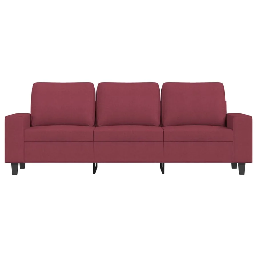 Canapé à 3 places avec repose-pieds Rouge bordeaux 180 cm Tissu - 4