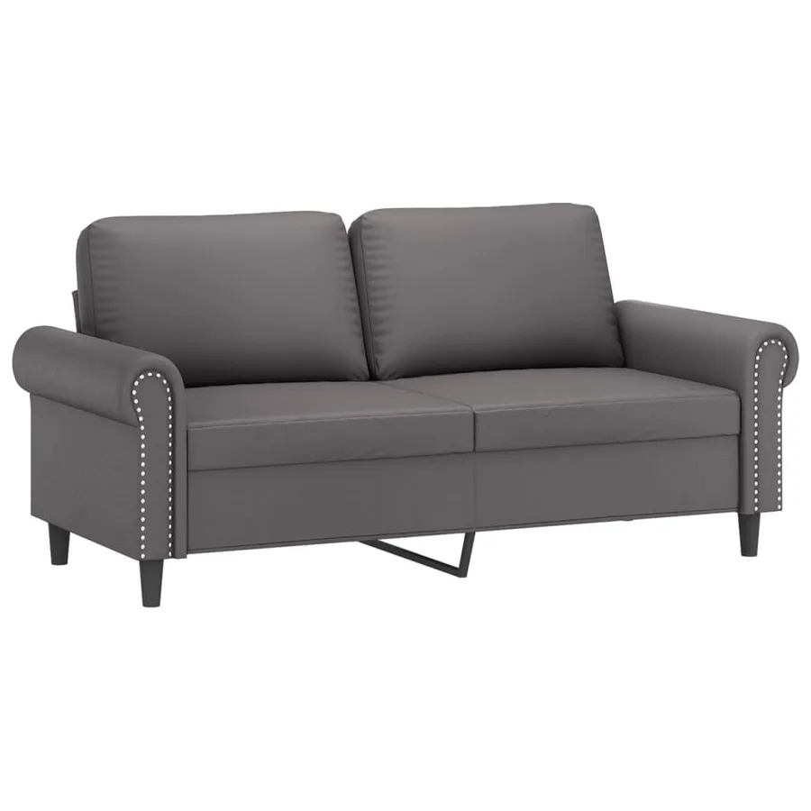 Canapé 2 places avec oreillers décoratifs gris 140cm similicuir - 4