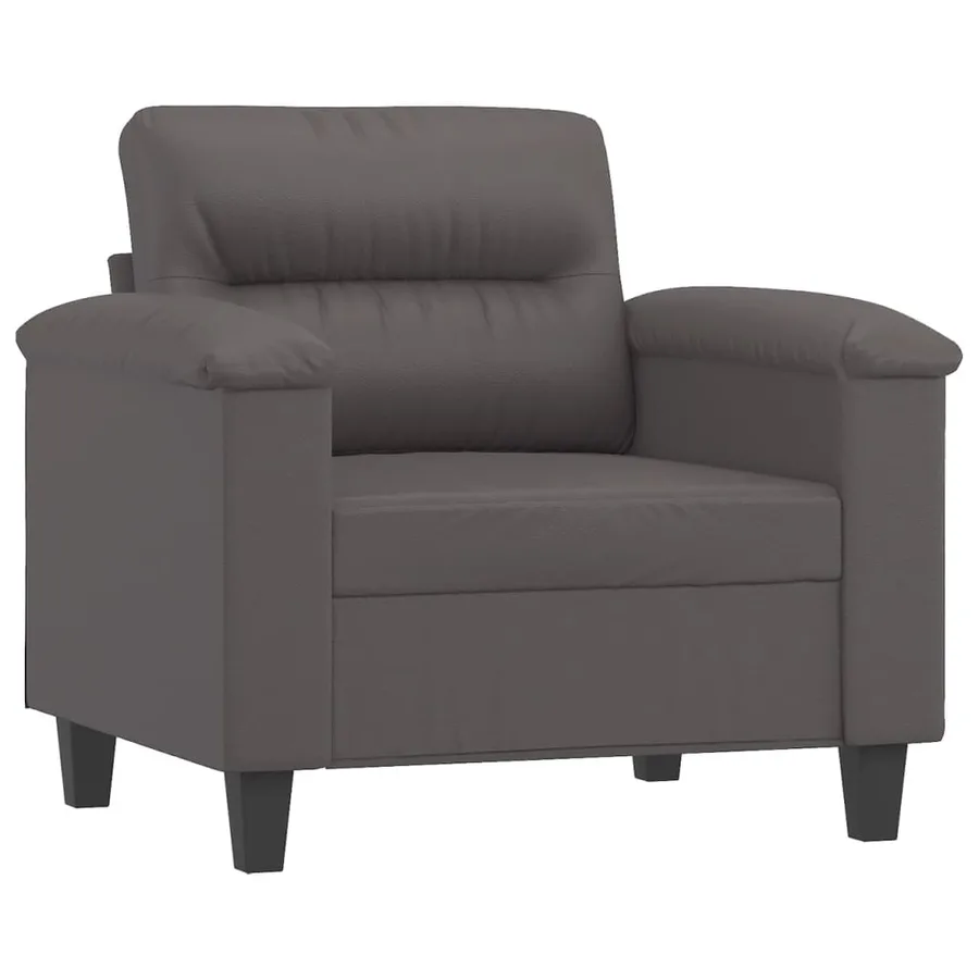 Fauteuil avec repose-pied Gris 60 cm Similicuir - 4