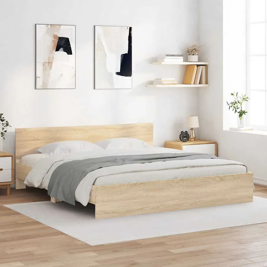 Cadre de lit sans matelas chêne sonoma 160x200 cm