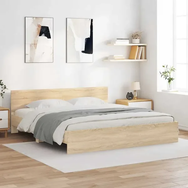 Cadre de lit sans matelas chêne sonoma 160x200 cm