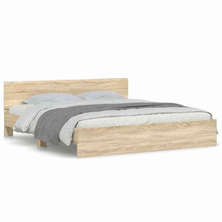 Cadre de lit sans matelas chêne sonoma 160x200 cm - 2