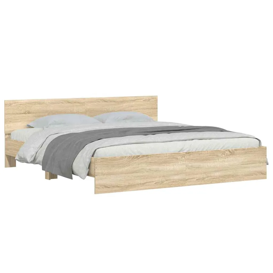 Cadre de lit sans matelas chêne sonoma 160x200 cm - 4