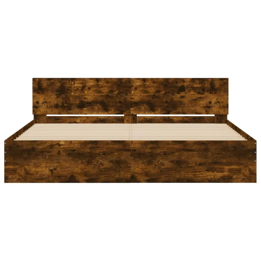 Cadre de lit sans matelas chêne fumé 160x200 cm - 5