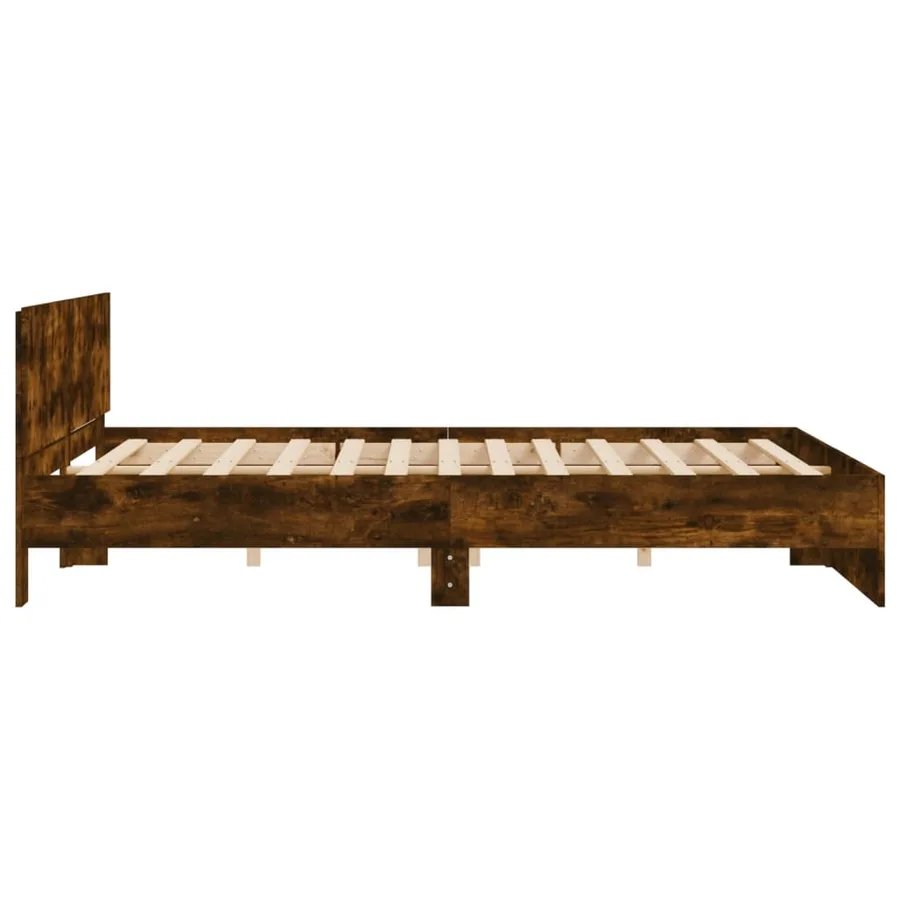 Cadre de lit sans matelas chêne fumé 160x200 cm - 6