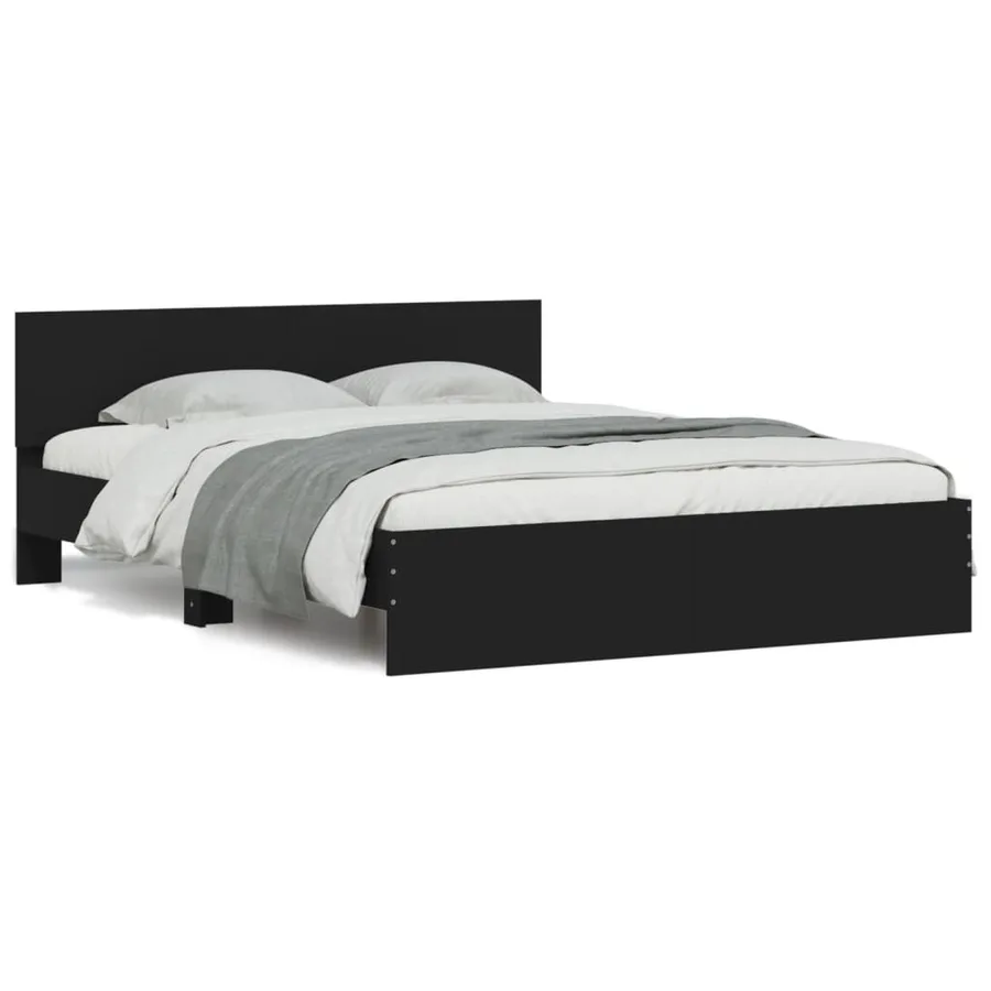Cadre de lit sans matelas noir 140x200 cm - 2