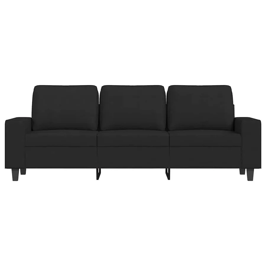 Canapé à 3 places avec repose-pieds Noir 180 cm Tissu - 4