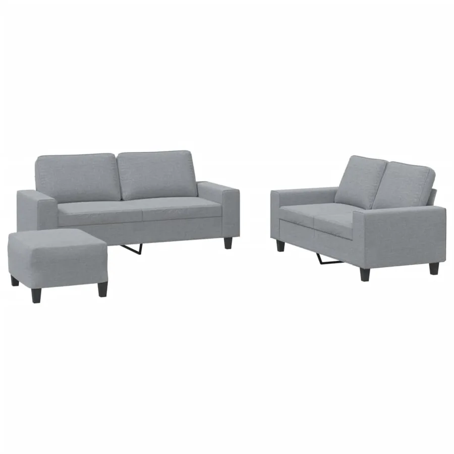 Ensemble de canapés 3 pcs gris clair tissu - 2