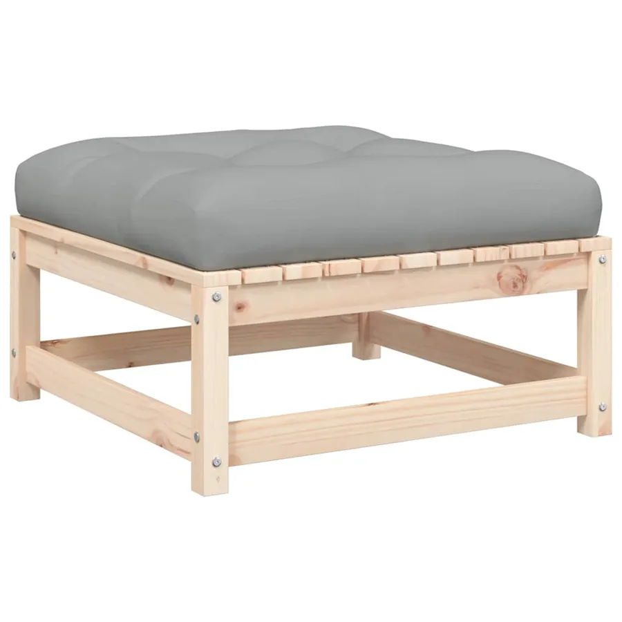 Repose-pieds de jardin avec coussins 2 pcs bois de pin massif - 5