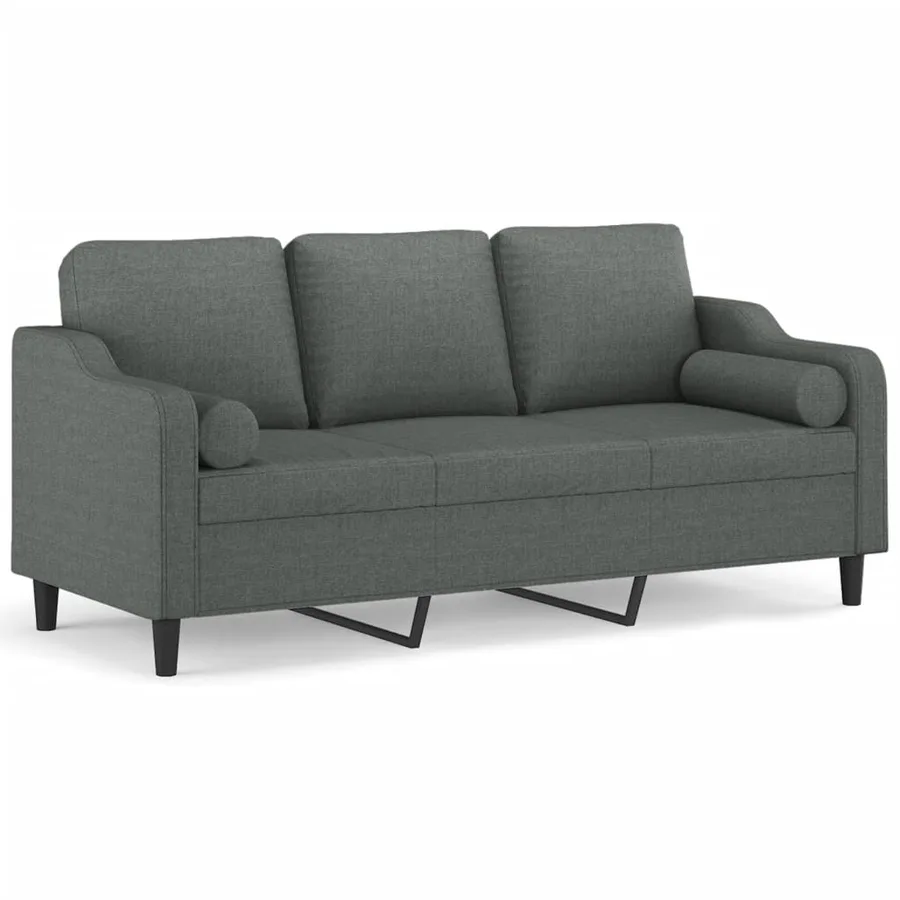 Canapé 3 places avec oreillers gris foncé 180 cm tissu - 2