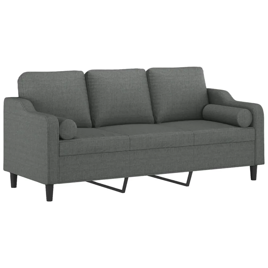 Canapé 3 places avec oreillers gris foncé 180 cm tissu - 3