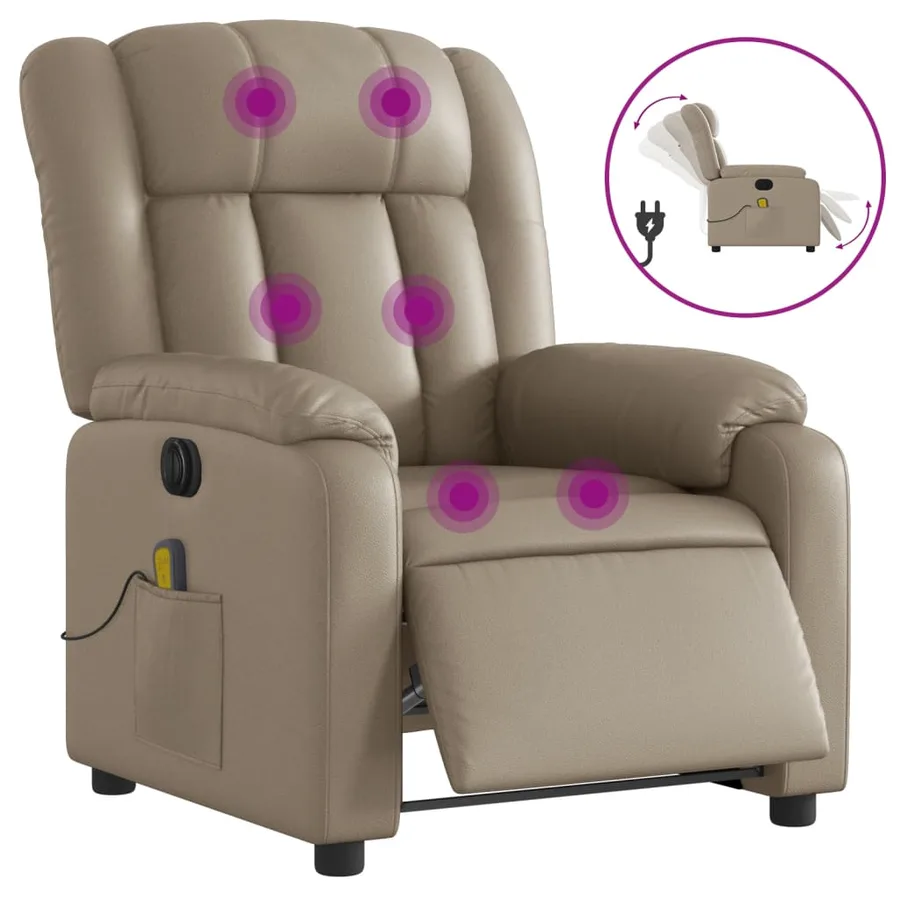 Fauteuil de massage inclinable électrique cappuccino similicuir - 2