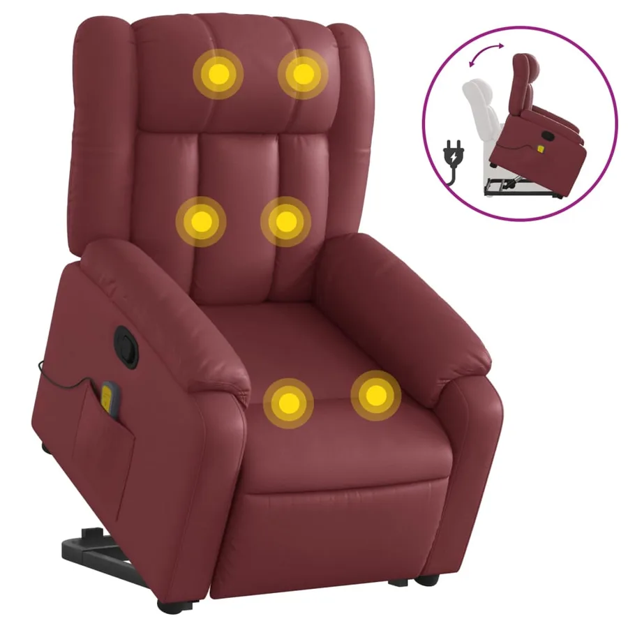 Fauteuil inclinable de massage Rouge bordeaux Similicuir - 2