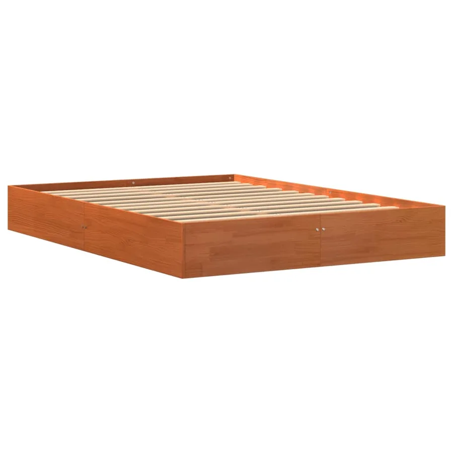 Cadre de lit sans matelas cire marron 120x190cm bois pin massif - 3