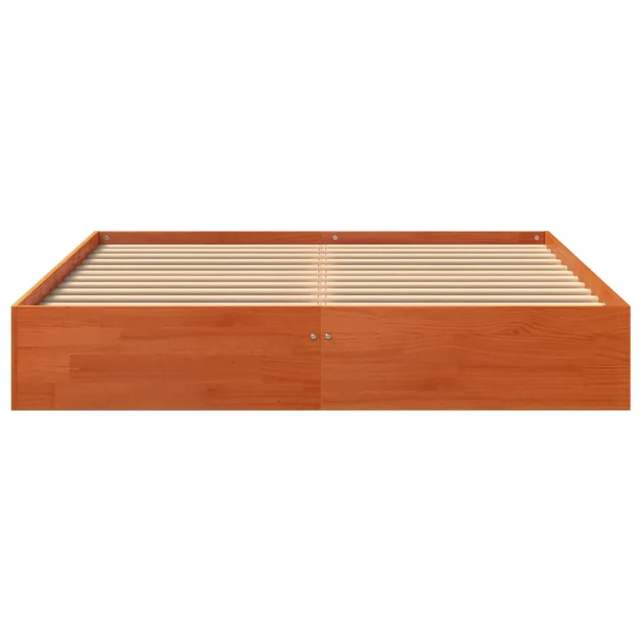 Cadre de lit sans matelas cire marron 120x190cm bois pin massif - 4