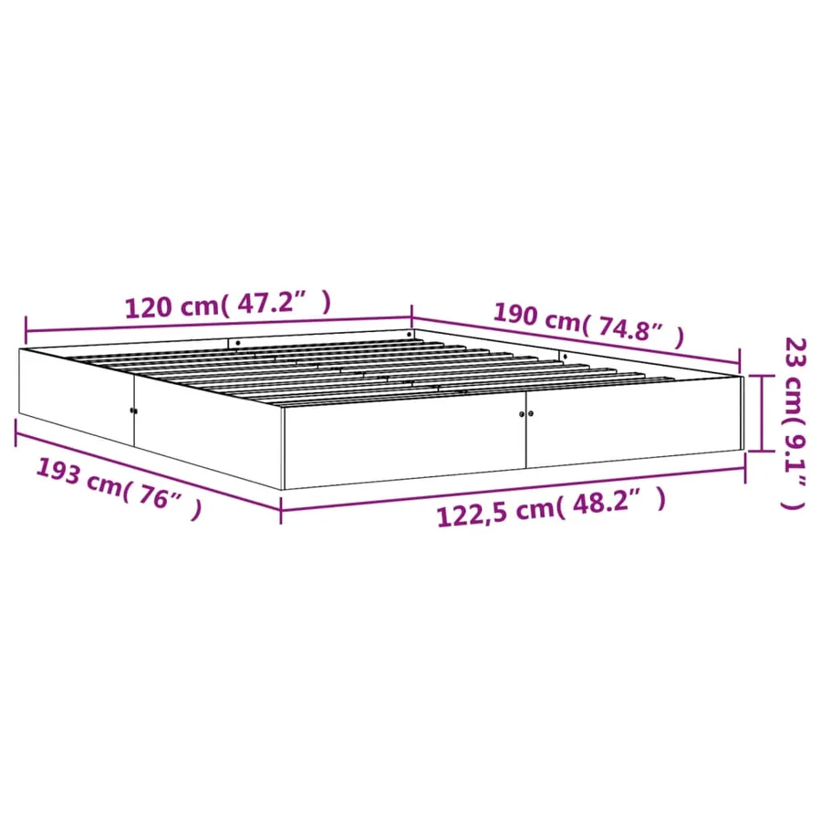 Cadre de lit sans matelas cire marron 120x190cm bois pin massif - 8
