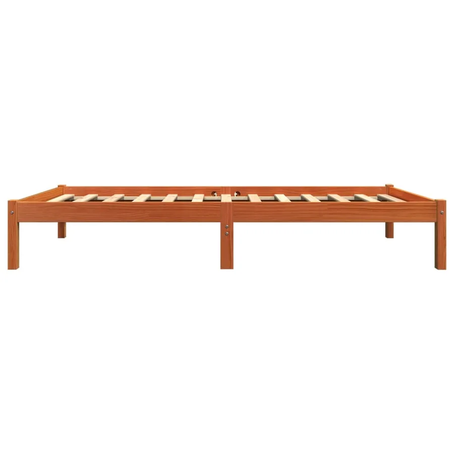 Cadre de lit sans matelas cire marron 100x200cm bois pin massif - 5