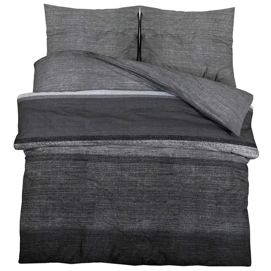 Ensemble de housse de couette gris foncé 200x200 cm Coton - 2