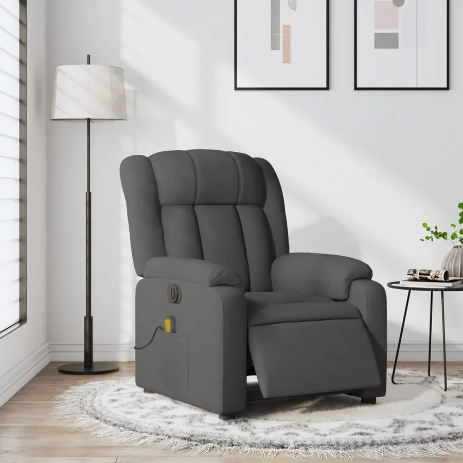 Fauteuil inclinable de massage électrique gris foncé tissu - 16