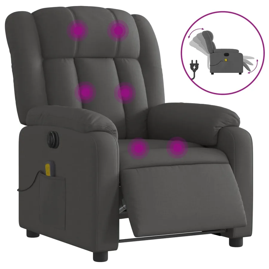 Fauteuil inclinable de massage électrique gris foncé tissu - 2
