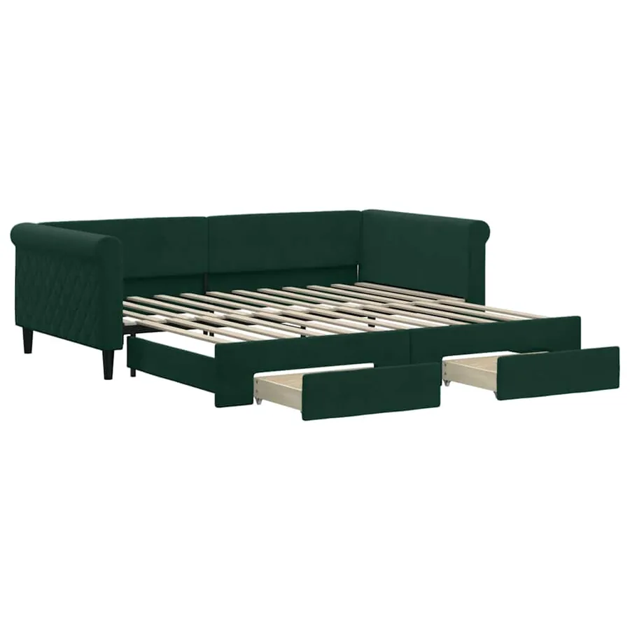 Lit de jour avec gigogne et tiroirs sans matelas 100x200 cm - 2