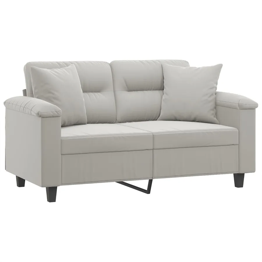 Canapé 2 places avec oreillers gris clair 120 cm - 3