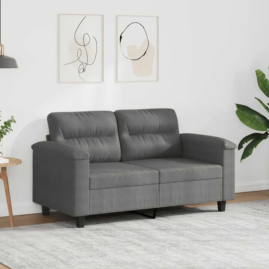 Canapé à 2 places Gris foncé 120 cm Tissu microfibre