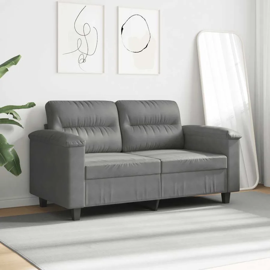 Canapé à 2 places Gris foncé 120 cm Tissu microfibre - 3