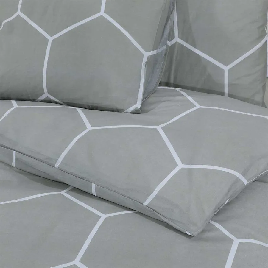 Ensemble de housse de couette Gris 260x220 cm Coton - 5