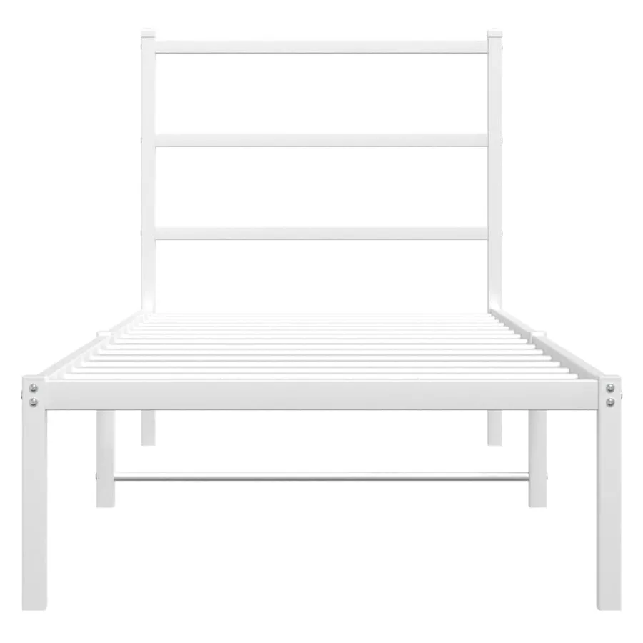 Cadre de lit métal sans matelas avec tête de lit blanc 75x190cm - 5
