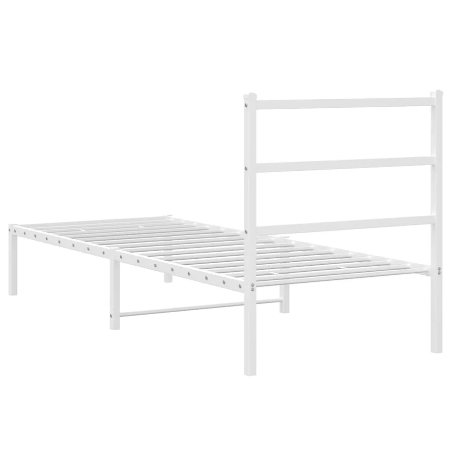 Cadre de lit métal sans matelas avec tête de lit blanc 75x190cm - 7