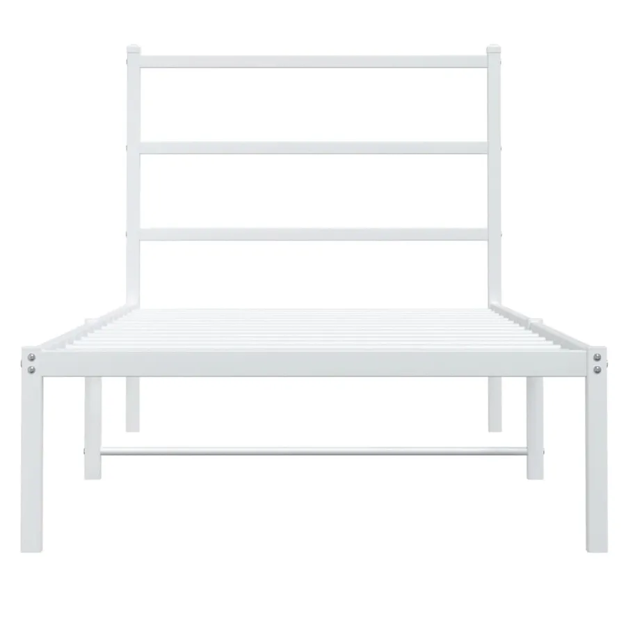 Cadre de lit métal sans matelas avec tête de lit blanc 90x190cm - 5