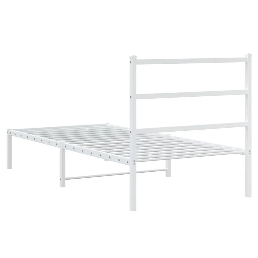 Cadre de lit métal sans matelas avec tête de lit blanc 90x190cm - 7