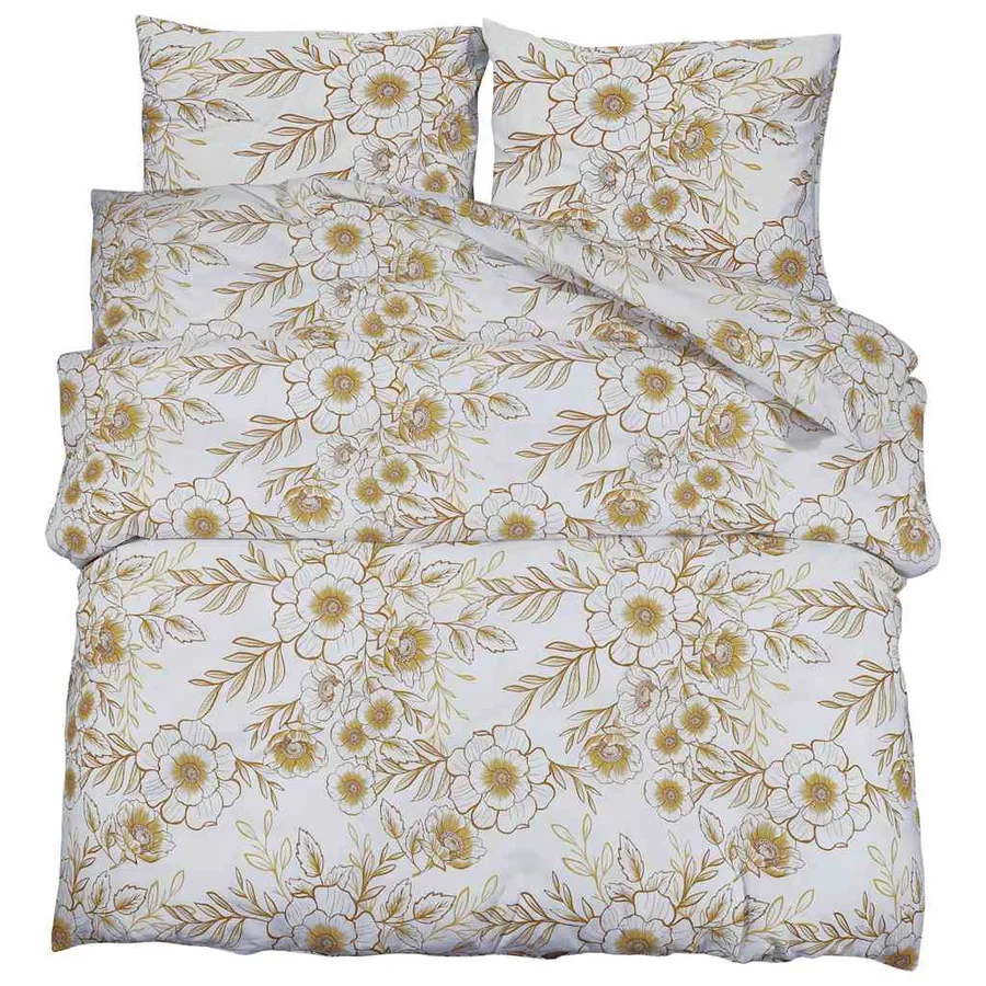 Ensemble de housse de couette blanc et marron 260x220 cm Coton - 2