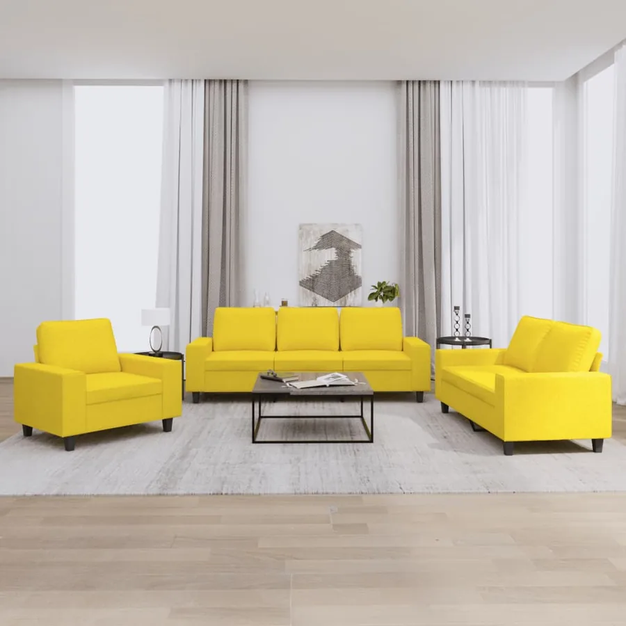 Ensemble de canapés 3 pcs jaune clair tissu