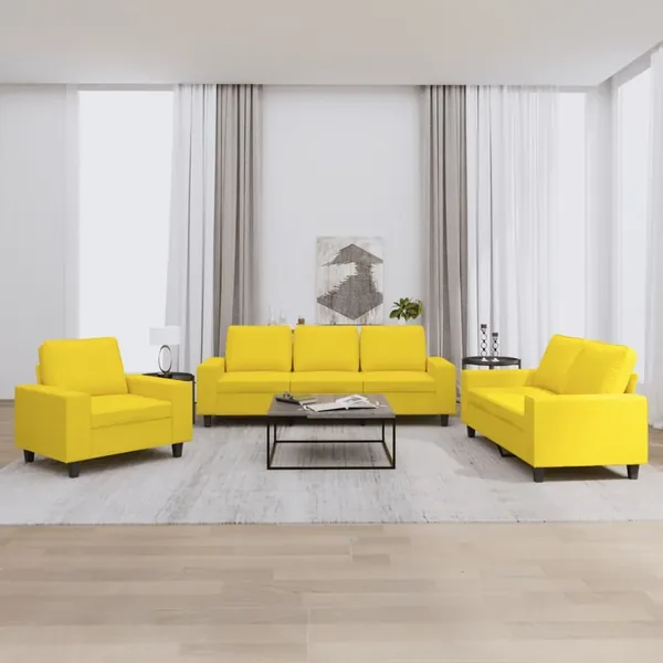 Ensemble de canapés 3 pcs jaune clair tissu