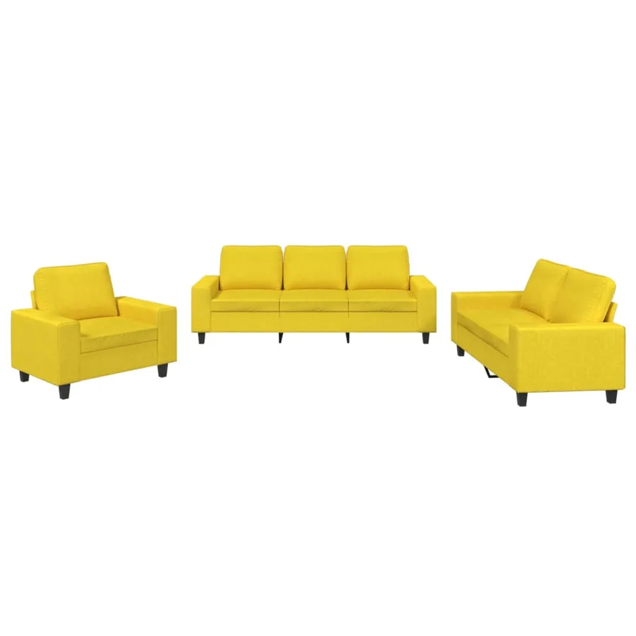 Ensemble de canapés 3 pcs jaune clair tissu - 2