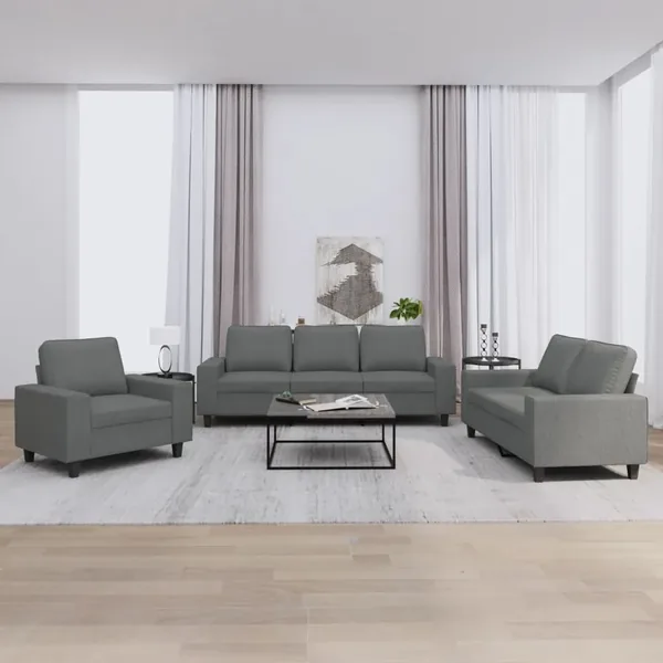 Ensemble de canapés 3 pcs gris foncé tissu