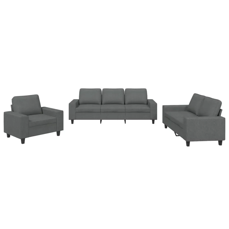 Ensemble de canapés 3 pcs gris foncé tissu - 2