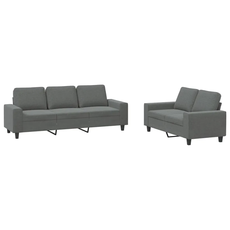 Ensemble de canapés 2 pcs gris foncé tissu - 2
