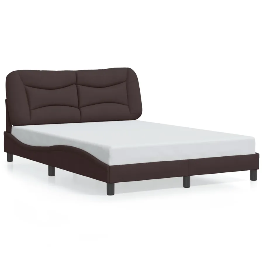 Cadre de lit avec LED sans matelas Hvar marron foncé 140x200cm tissu - 5