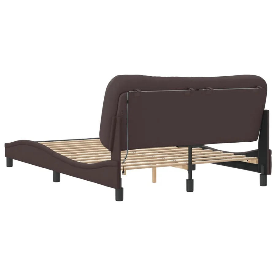 Cadre de lit avec LED sans matelas Hvar marron foncé 140x200cm tissu - 9