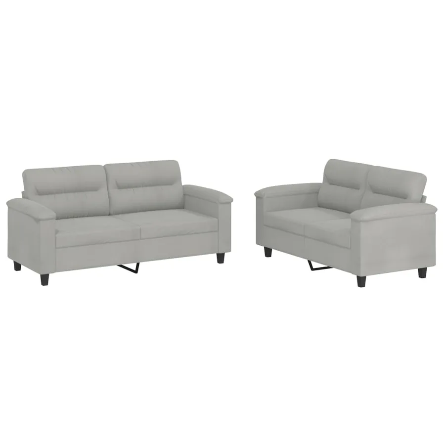 Ensemble de canapés 2 pcs coussins gris clair tissu microfibre - 2