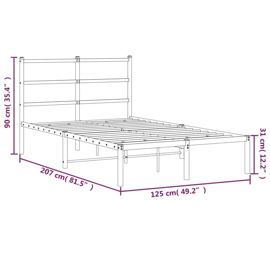 Cadre de lit métal sans matelas et tête de lit blanc 120x200 cm - 10