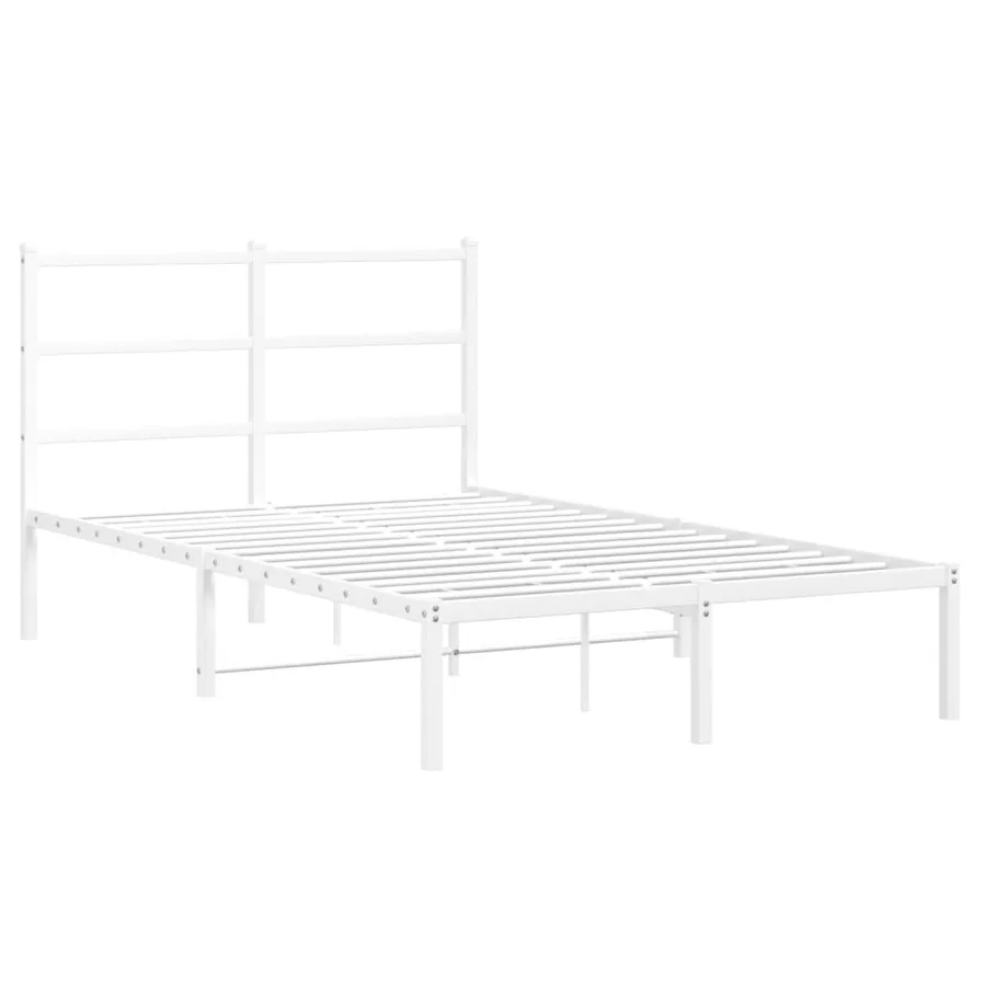 Cadre de lit métal sans matelas et tête de lit blanc 120x200 cm - 3